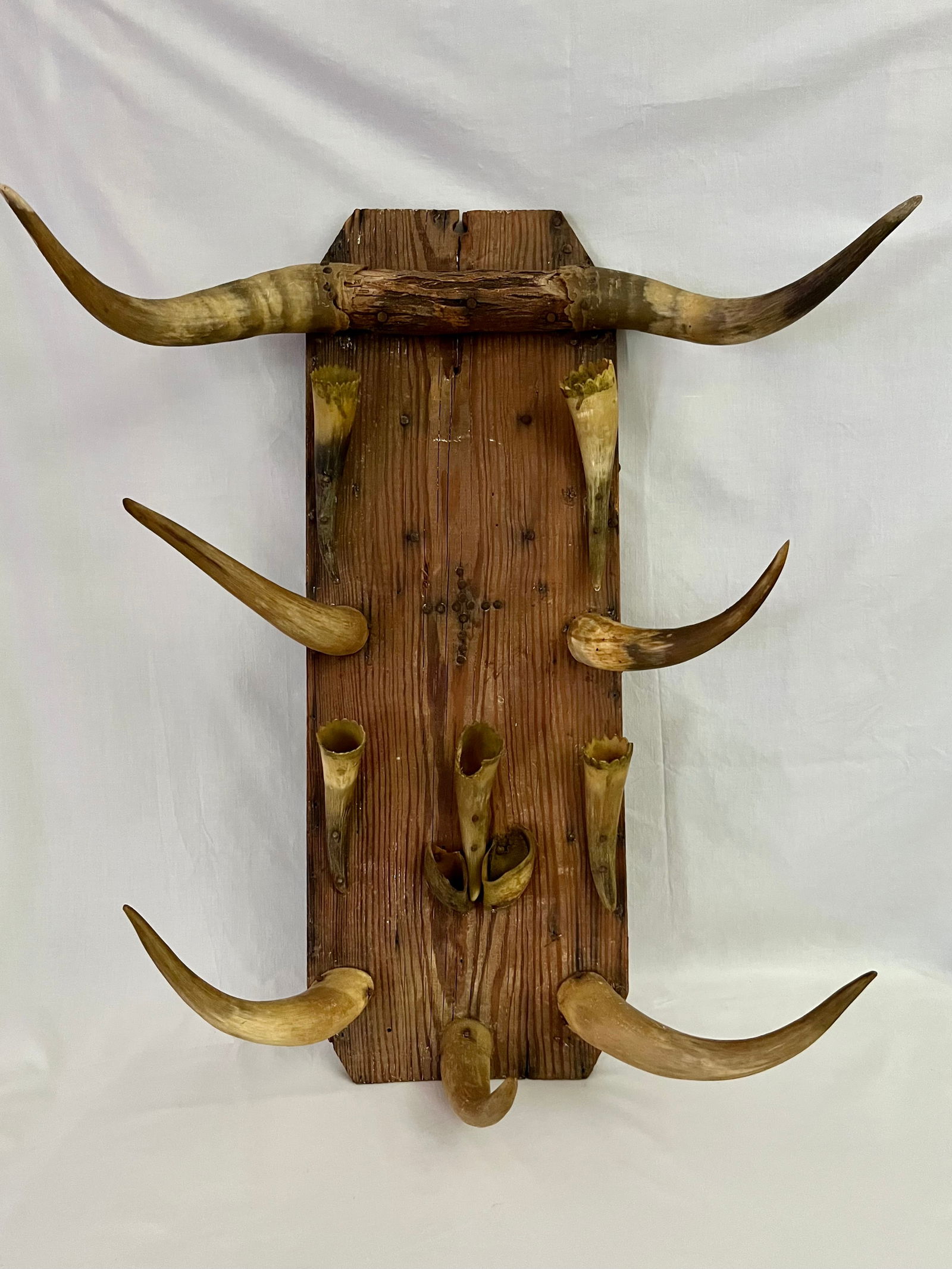 RUSTIC EARLY TEXAS Cowboy Primitive Handmade Ranch Cow Horn Display, Hat Rack (1 of 6)
