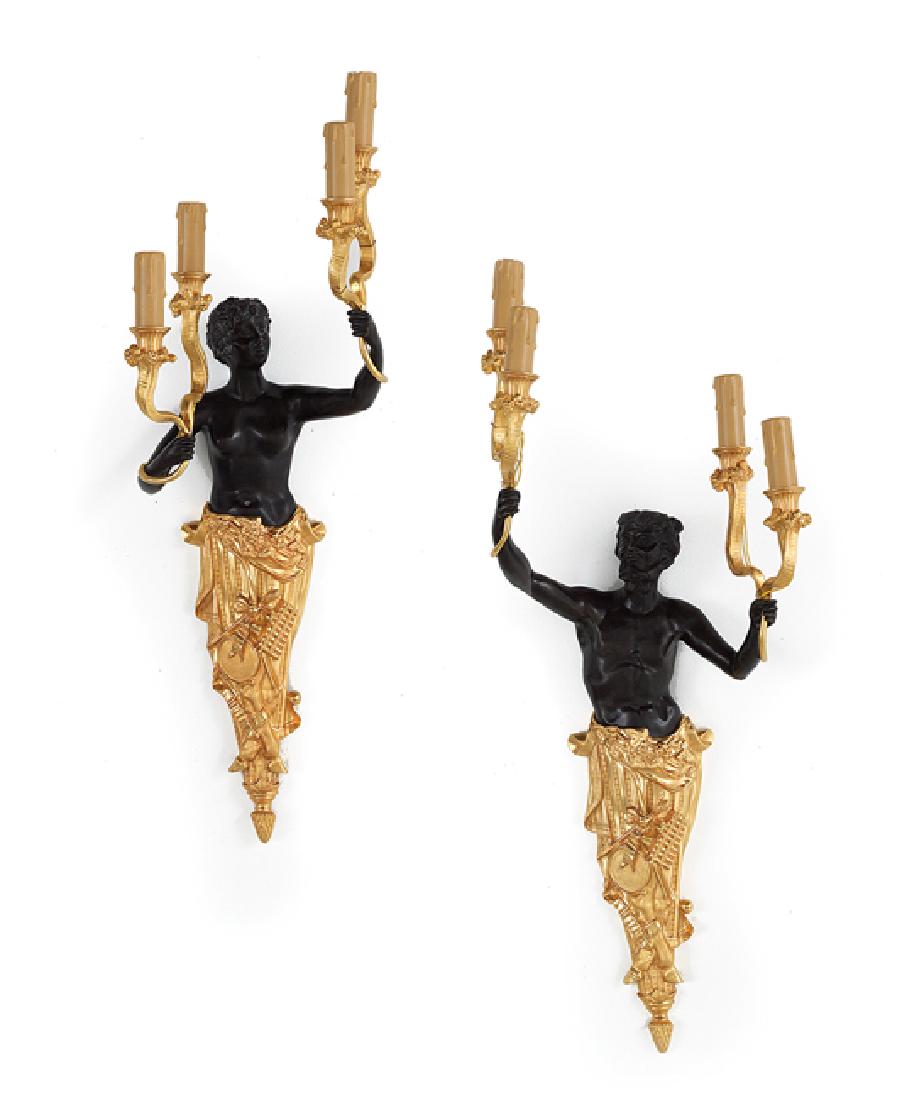 Pair of Continental Bronze Sconces (1 of 1)