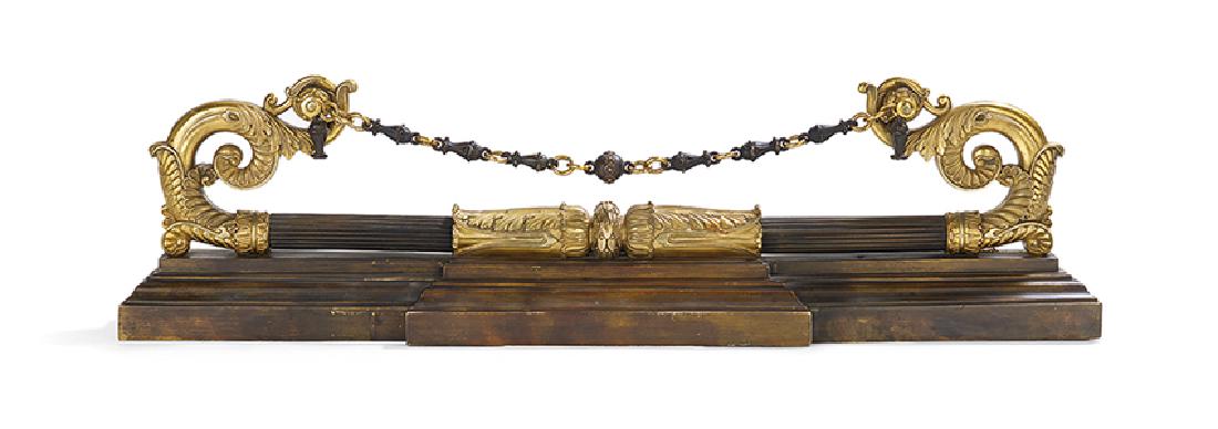 William IV Bronze Dore et Patine Fireplace Fender (1 of 1)