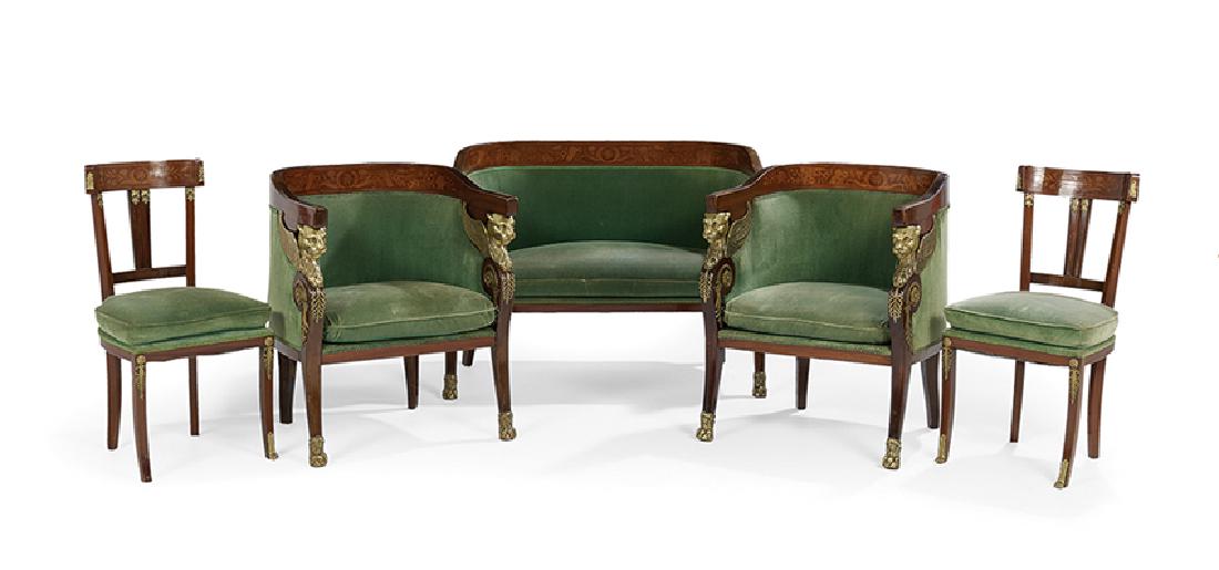 Five-Piece Empire-Style Mahogany Parlor Suite (1 of 2)