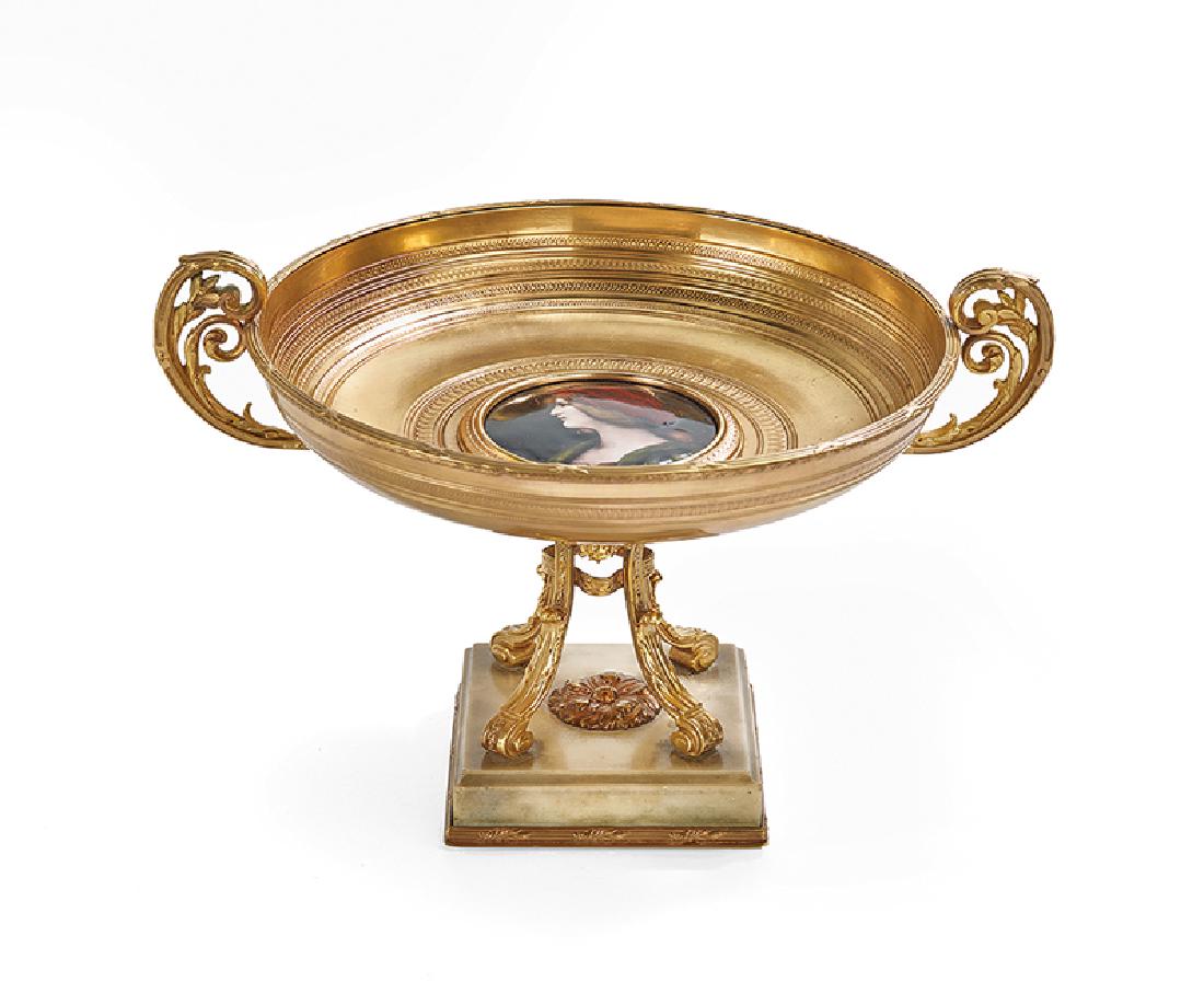 French Gilt-Bronze, Enamel and Marble Tazza (1 of 2)