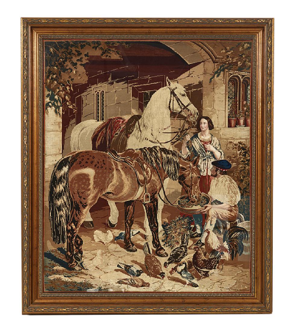 British Wool Embroidery of "In the Stable-Yard" (1 of 1)