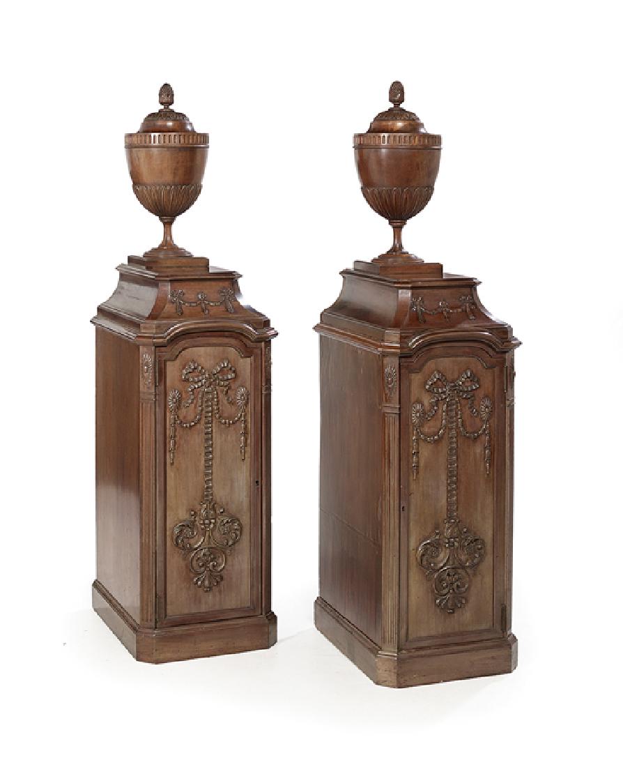 Pair of English Mahogany Knife Urns and Pedestals (1 of 1)