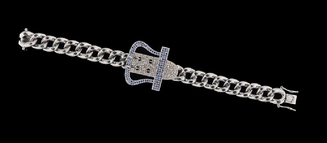 Sterling, Diamond and Sapphire Buckle Bracelet (1 of 2)