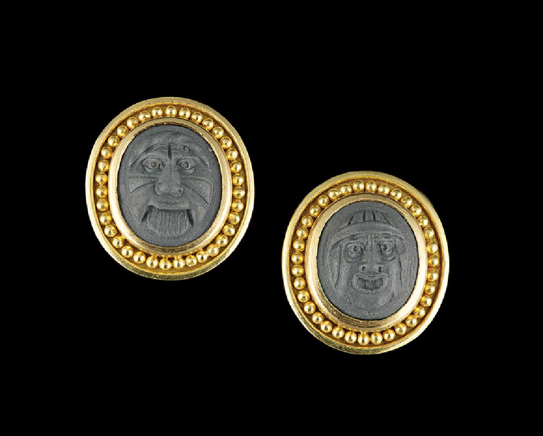 Pair of Elizabeth Locke Lava Cameo Earrings (1 of 1)