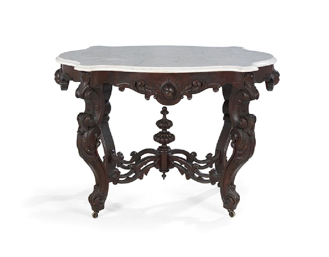 American Rococo Revival Marble-Top Center Table (1 of 2)