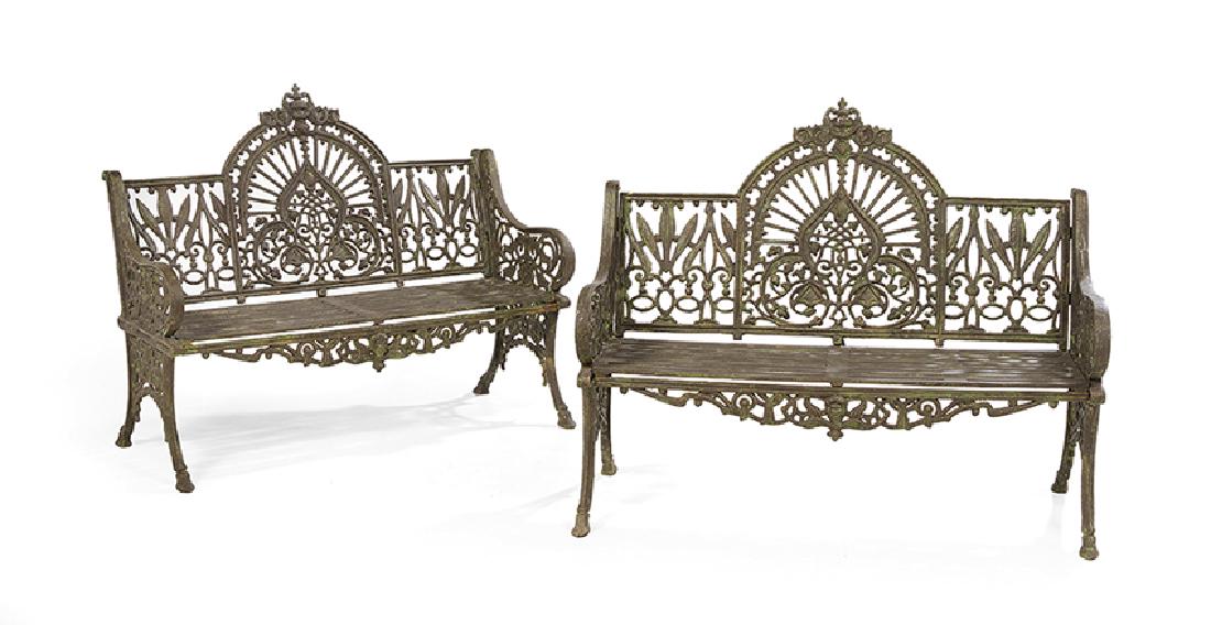 Pair of Victorian-Style Cast Iron Garden Benches (1 of 1)