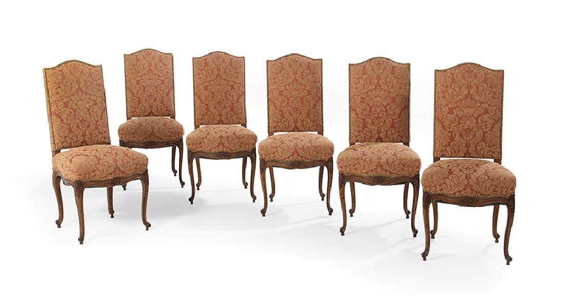Six Provincial Louis XV-Style Oak Dining Chairs (1 of 2)