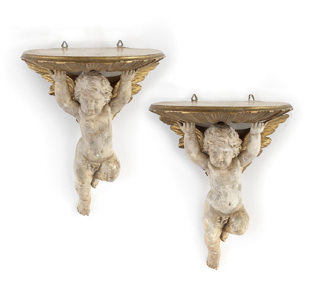 Pair of Parcel-Gilt and Molded Plaster Brackets (1 of 1)