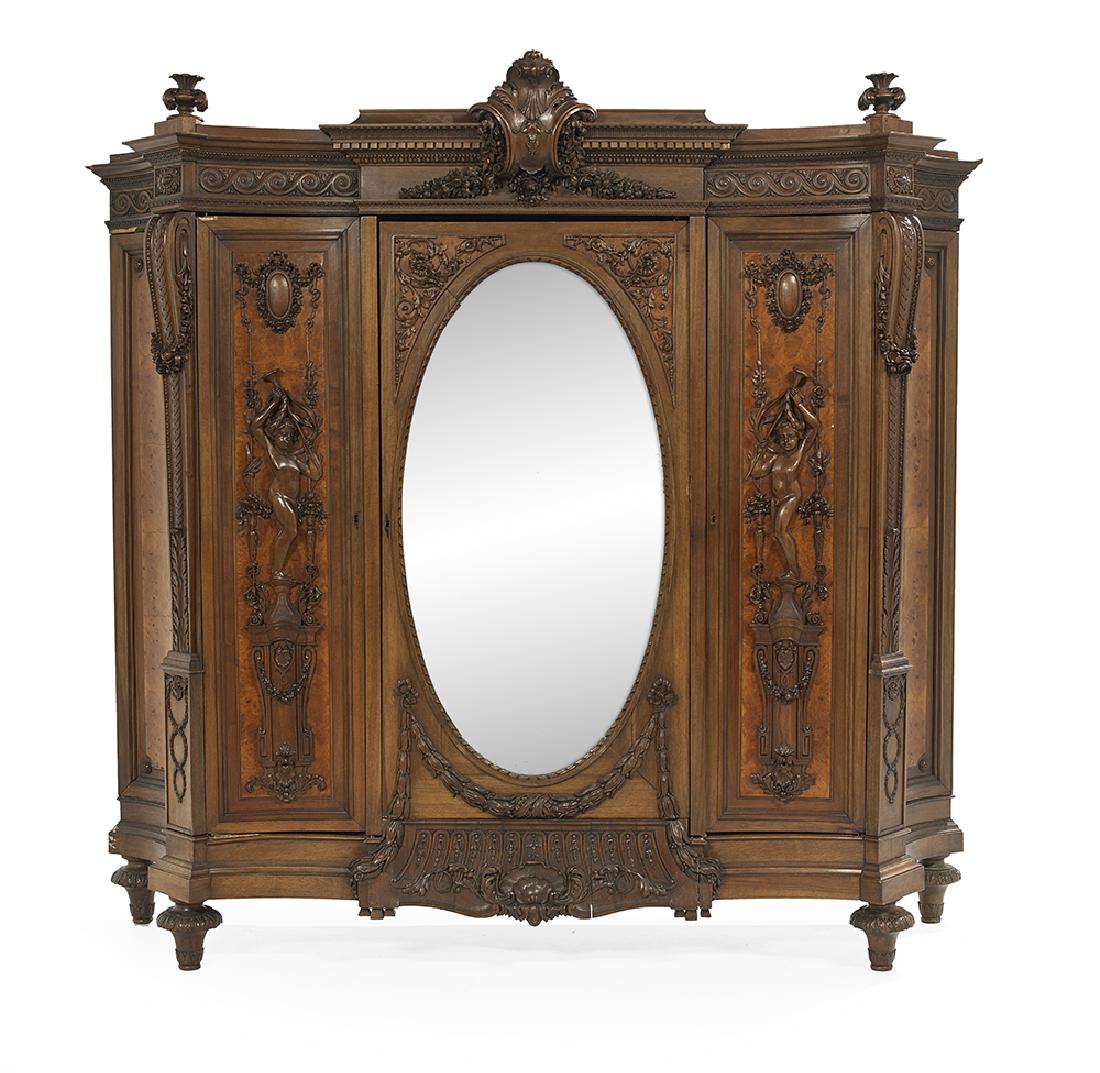 Impressive Continental Carved Walnut Armoire (1 of 4)