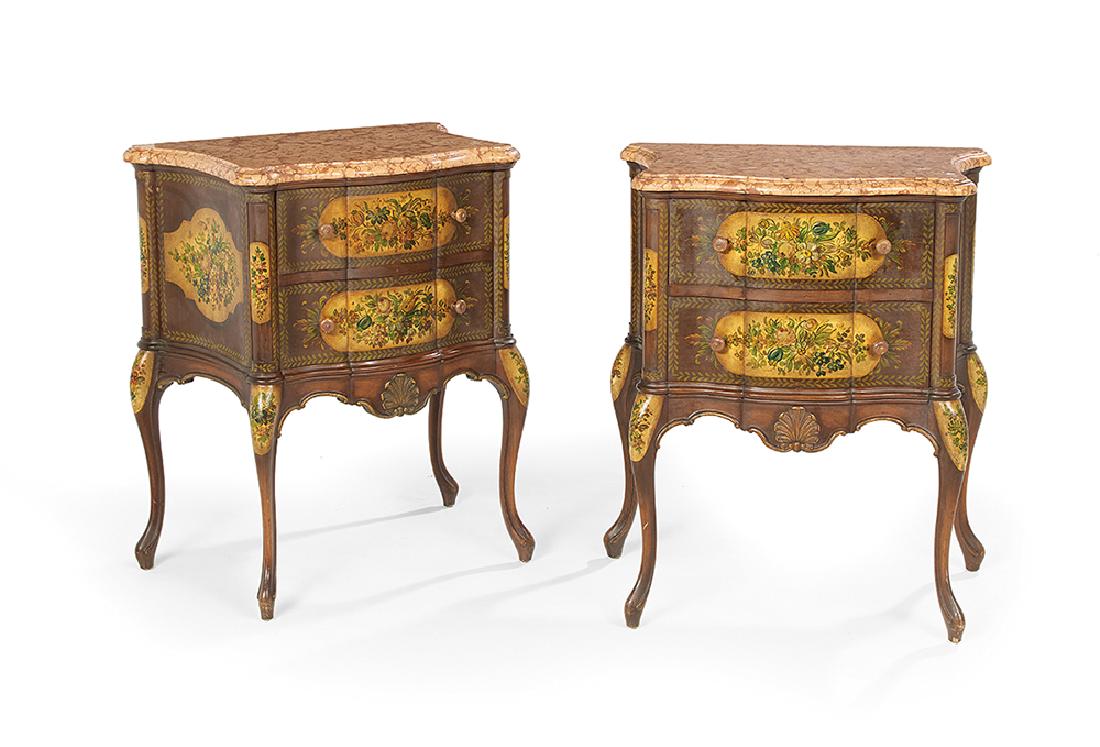 Pair of Italian Marble-Top Commodes (1 of 1)