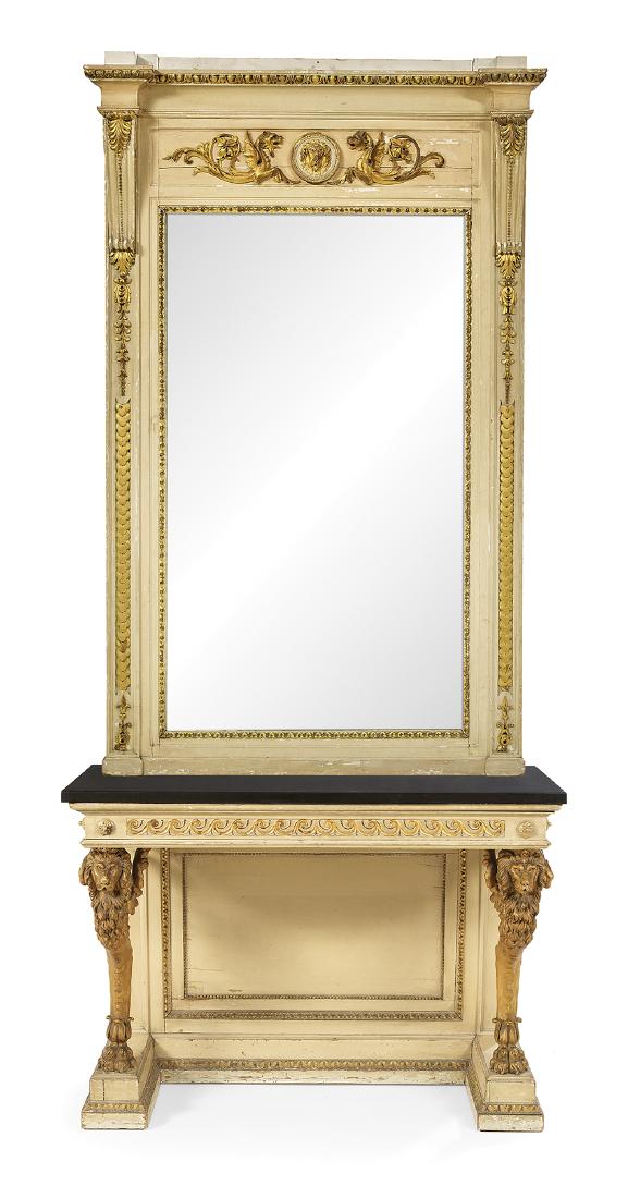 Regency-Style Parcel-Gilt Side Table and Mirror (1 of 2)