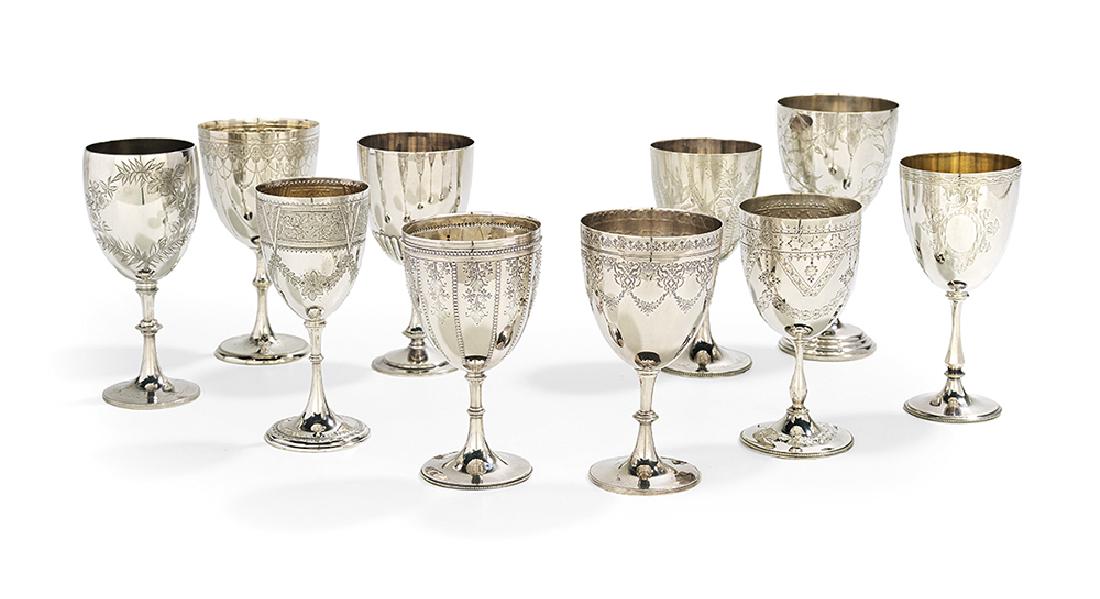 Ten Victorian Silverplate Goblets (1 of 1)