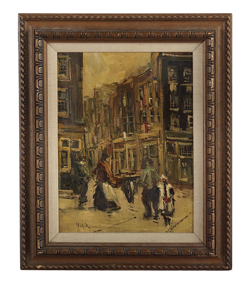 George Hendrik Breitner, (Dutch, 1857-1923): George Hendrik Breitner (Dutch, 1857-1923)"Dutch Street Scenes"pair of oils on canvas signed lower left. Framed alike. each 15-3/4" x 11-1/3"