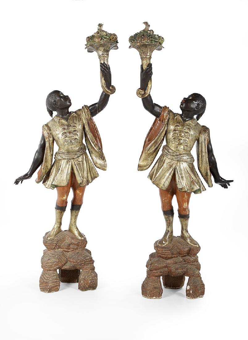 Pair of Venetian Polychrome Blackamoor Figures (1 of 2)