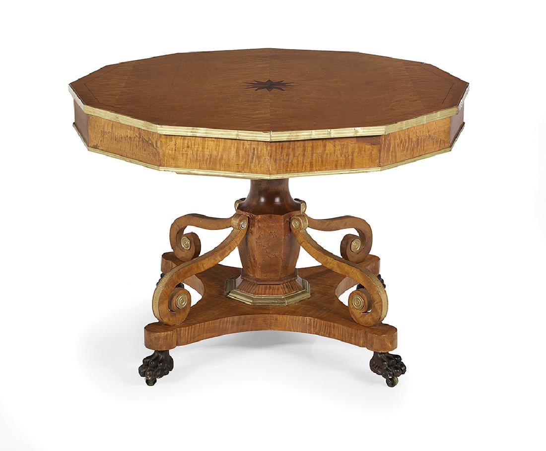 Biedermeier-Style Burled Satinwood Center Table (1 of 2)