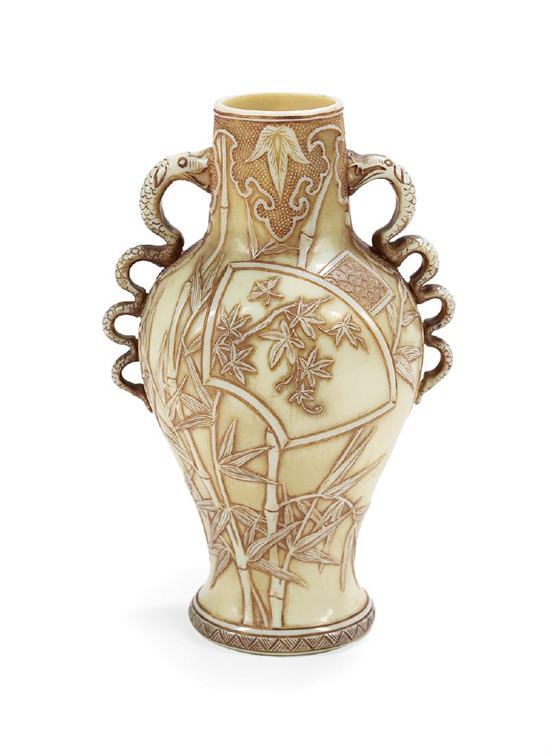Thomas Webb "Old Ivory" Cameo Glass Vase (1 of 3)