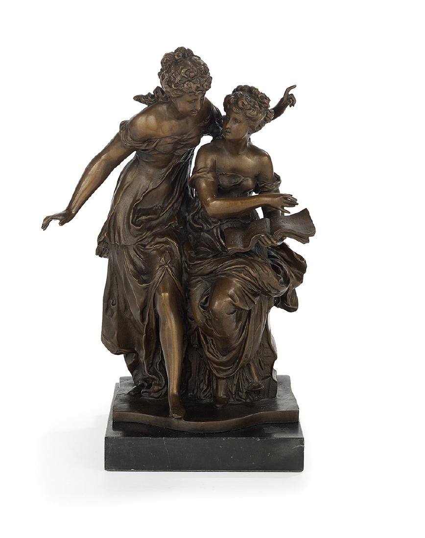 French Patinated Bronze of "Two Women Reading" (1 of 2)