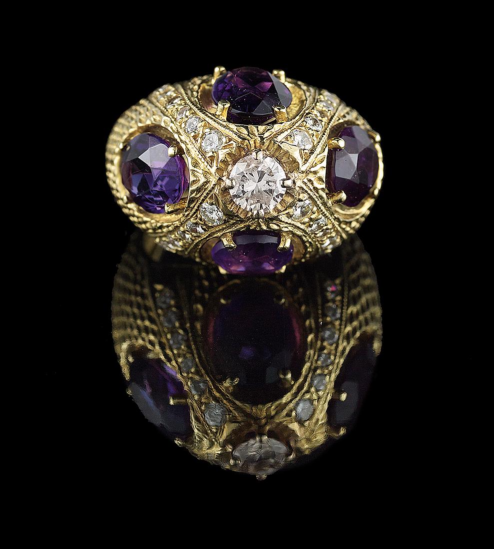 Unusual Amethyst and Diamond Ring (1 of 3)