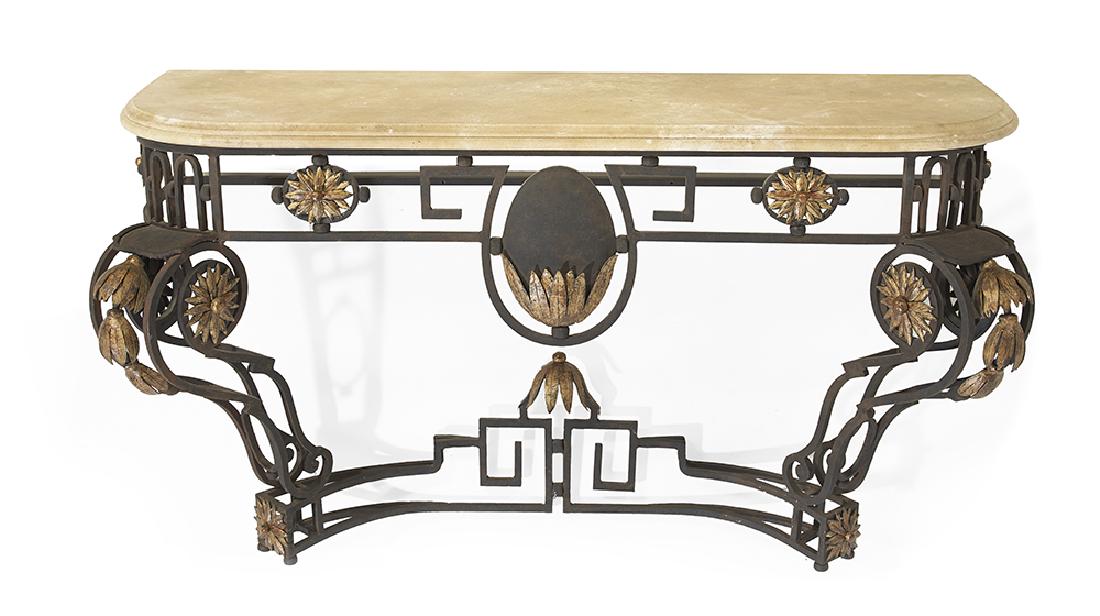 Contemporary Wrought Iron and Marble-Top Console (1 of 1)