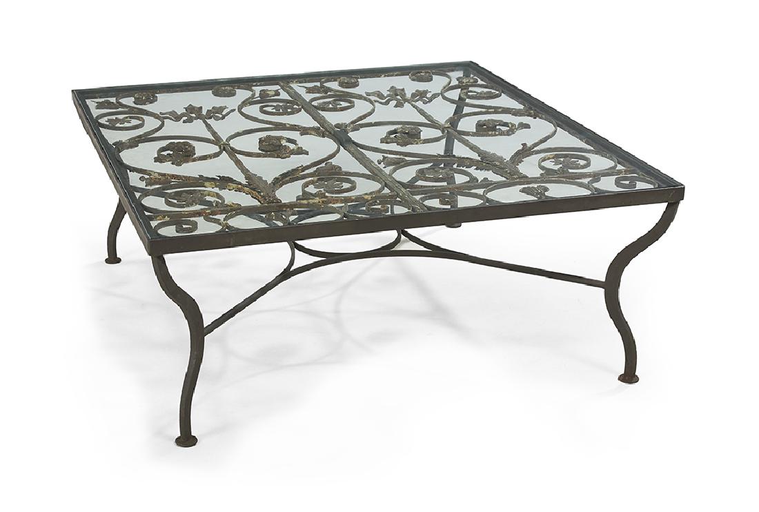 Contemporary Iron and Glass Cocktail Table (1 of 1)