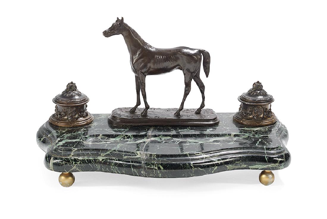 Bronze, Metal and Marble Encrier (1 of 2)