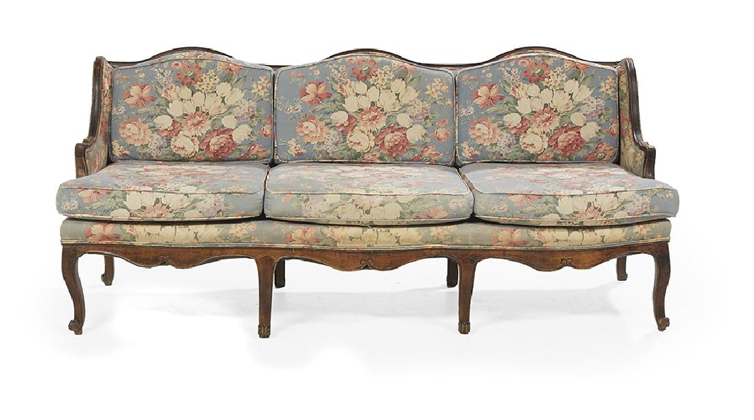 Provincial Louis XV-Style Fruitwood Settee (1 of 2)