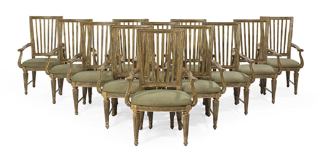Twelve Louis XVI-Style Polychrome Armchairs (1 of 2)