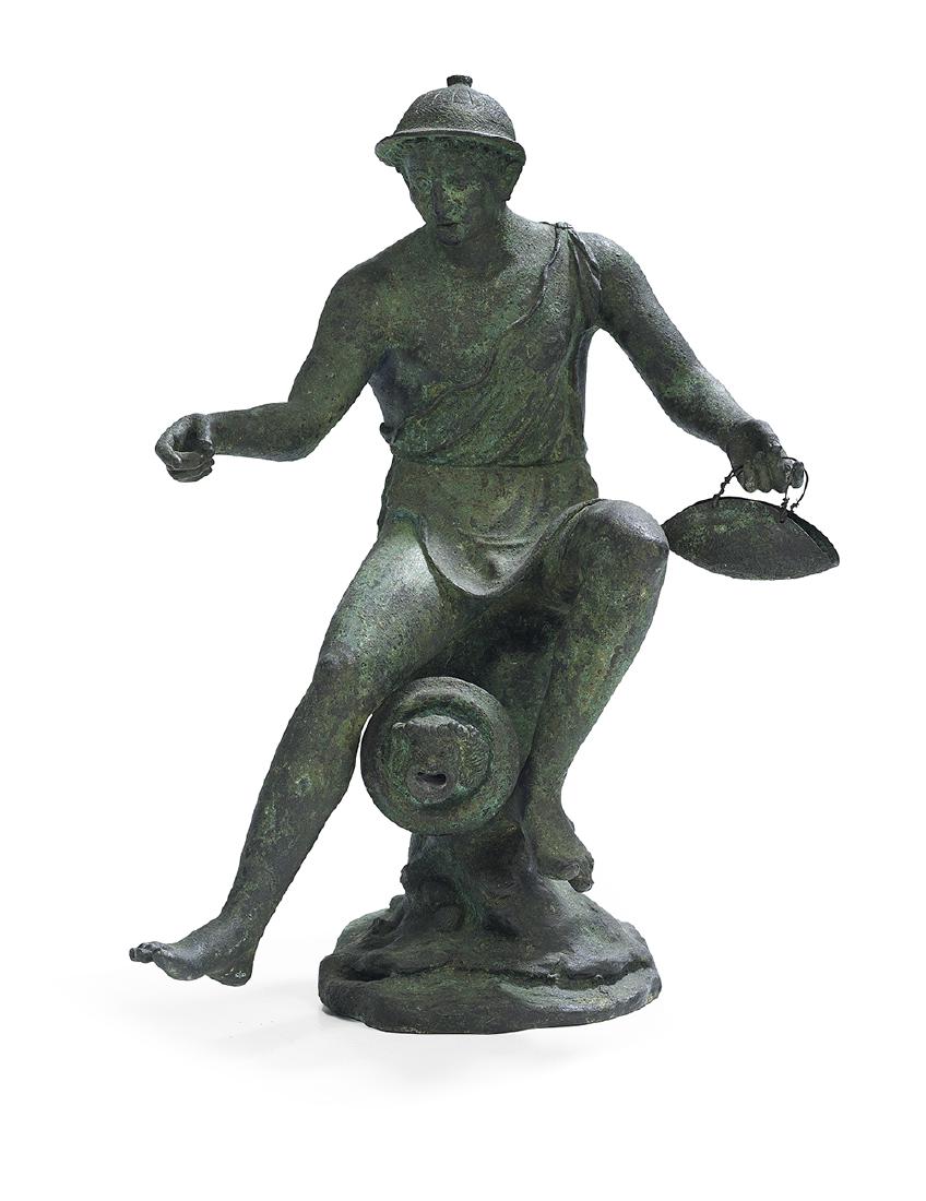 Italian Patinated Bronze of a Roman Lictor: Italian Patinated Bronze of a Roman Lictor 20th century, with foundry mark and stamped "Made in Italy" along back. h. 21-1/2", w. 15", d. 14"
