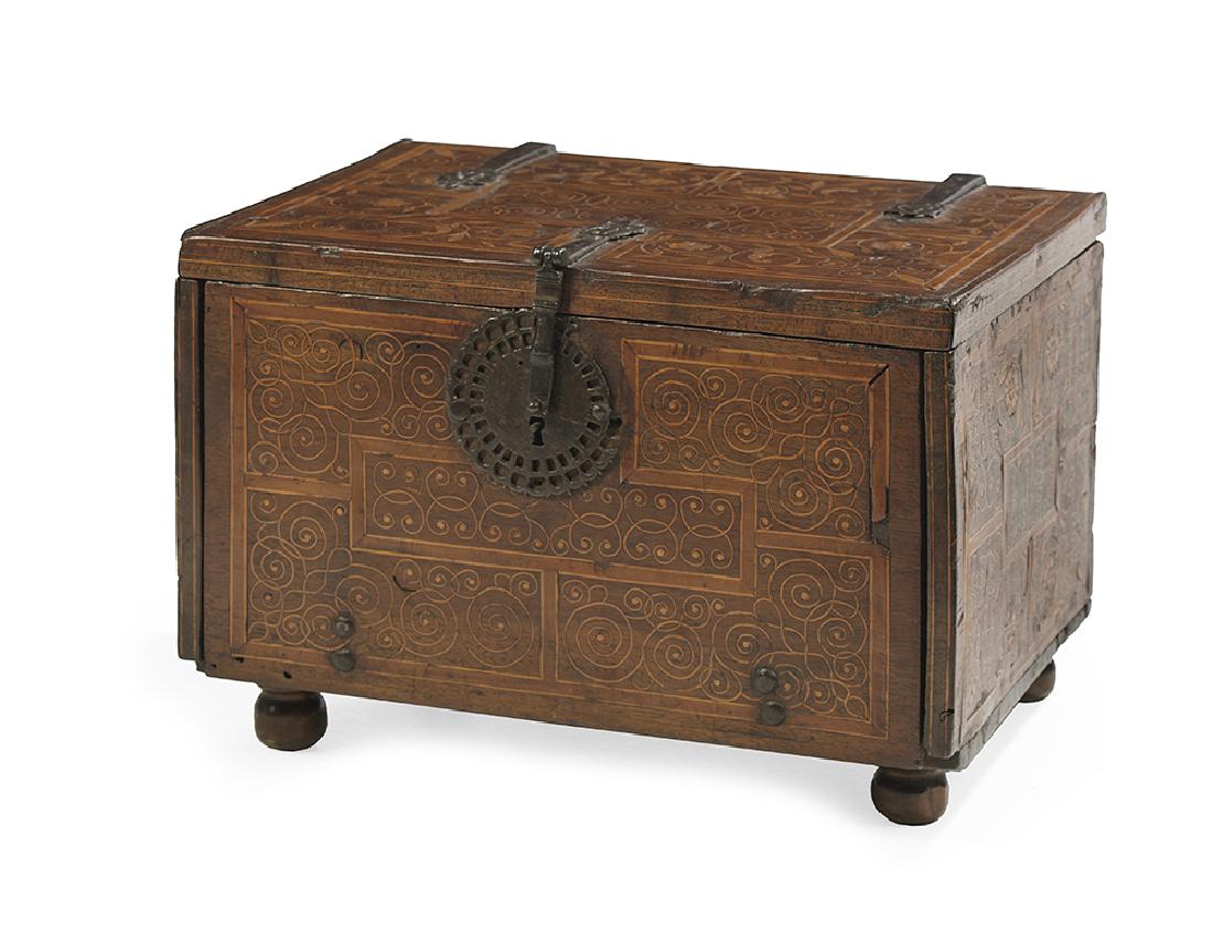 Exceptional Inlaid Walnut Valuables Box (1 of 2)