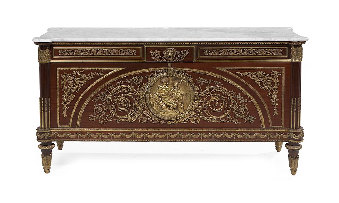 Louis XIV-Style Mahogany and Marble-Top Cabinet (1 of 3)