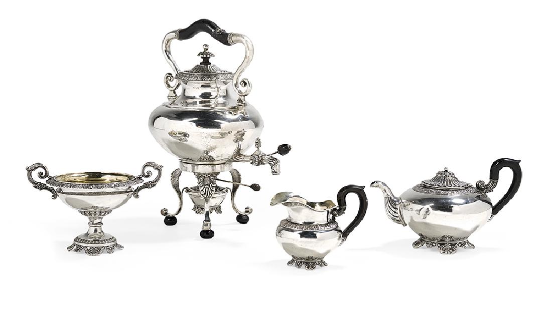 Four-Piece Hessian Biedermeier Silver Tea Set (1 of 1)