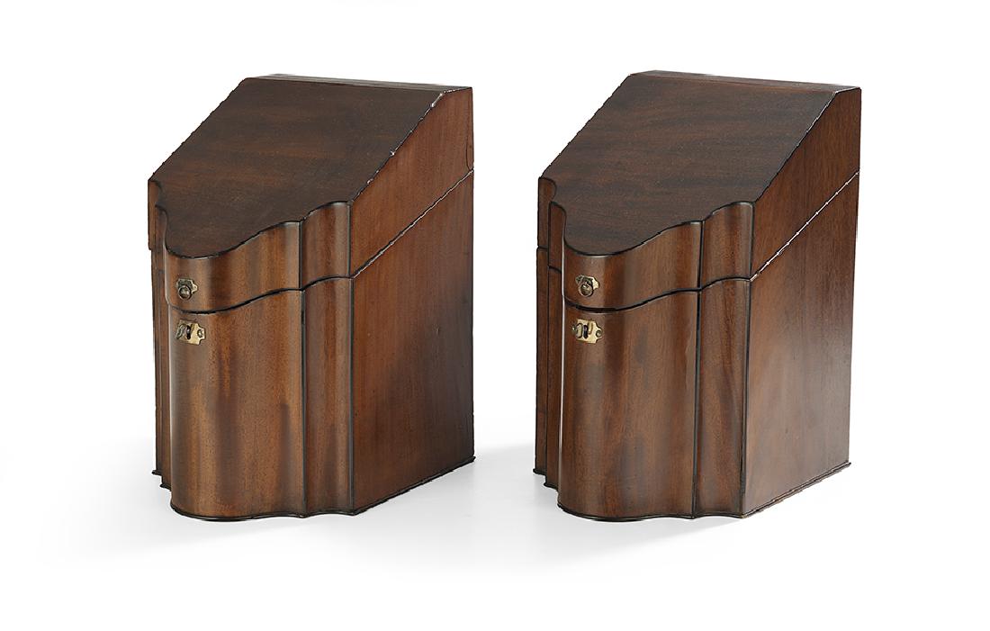 Pair of Regency Mahogany Serpentine Knife Boxes (1 of 2)
