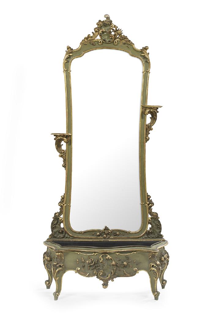 Louis XV-Style Polychrome Pier Mirror (1 of 1)