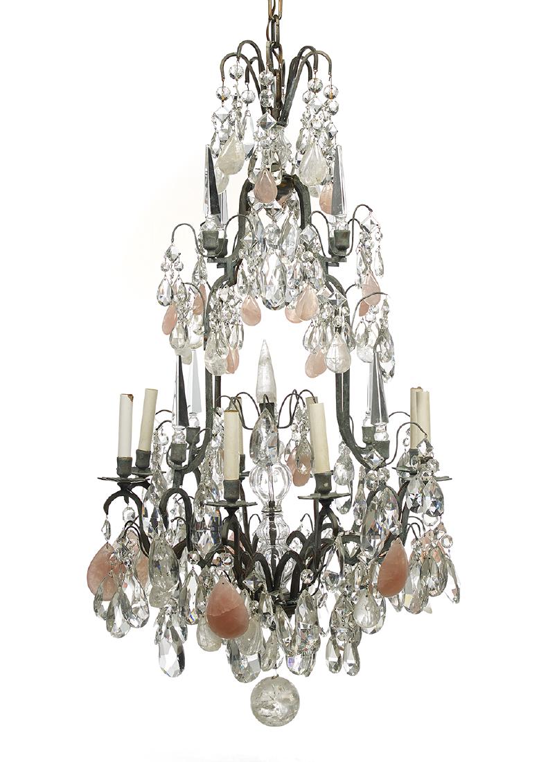 Bronze, Crystal and Rock Crystal Chandelier (1 of 1)