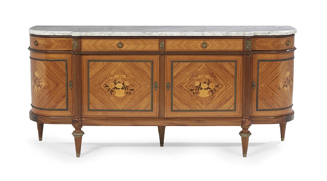 Louis XVI-Style Kingwood and Marble-Top Buffet (1 of 2)