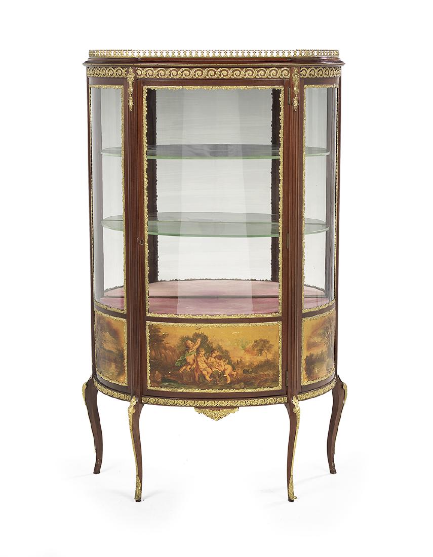 Ormolu-Mounted and Polychrome Mahogany Vitrine (1 of 2)