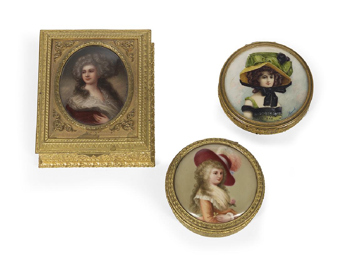 Three French Gilt-Brass and Porcelain Table Boxes (1 of 1)