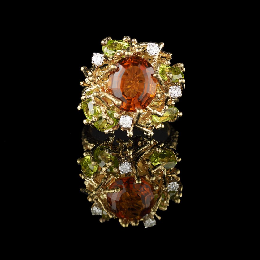 Citrine, Peridot and Diamond Ring (1 of 1)