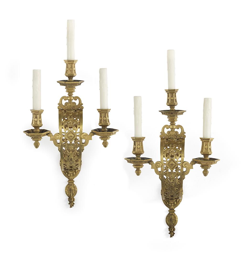 Pair of Signed E. F. Caldwell Gilt-Bronze Sconces (1 of 1)