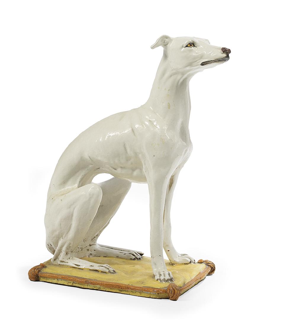 Italian Tin-Glazed Pottery Whippet (1 of 2)