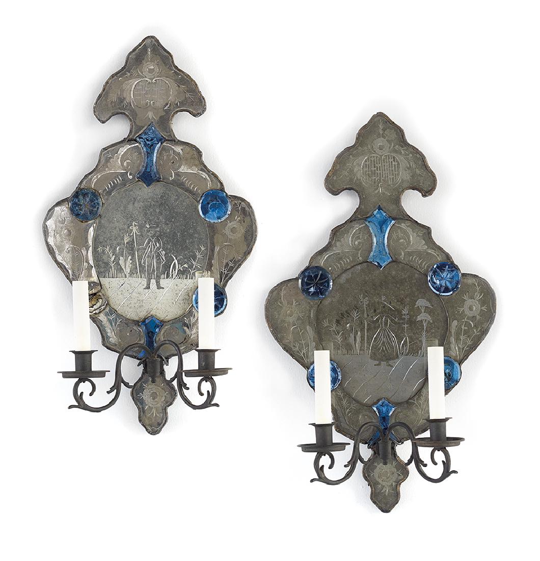 Pair of Venetian Glass and Brass Sconces (1 of 1)