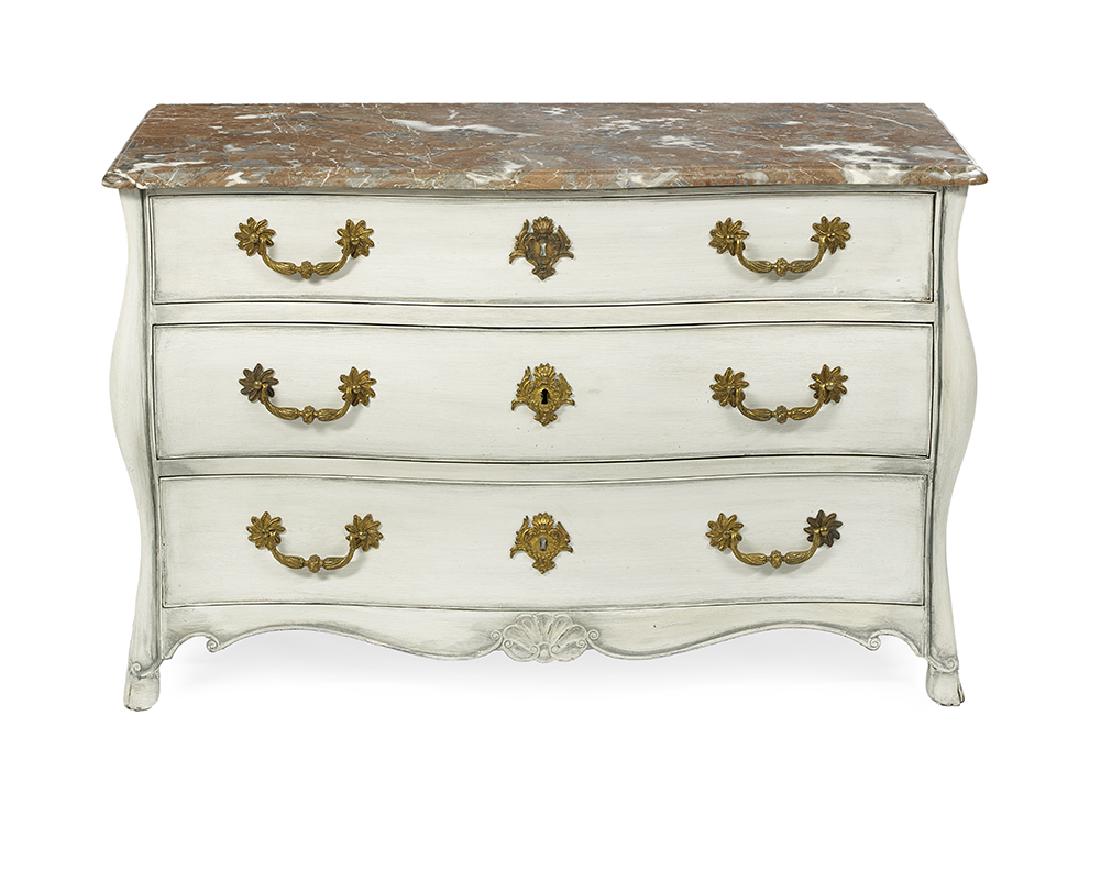 Regence-Style Painted and Marble-Top Commode (1 of 2)