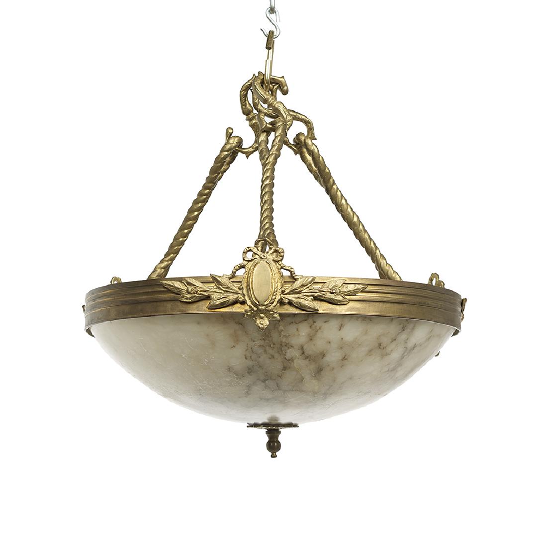 Continental Alabaster and Bronze Chandelier (1 of 1)