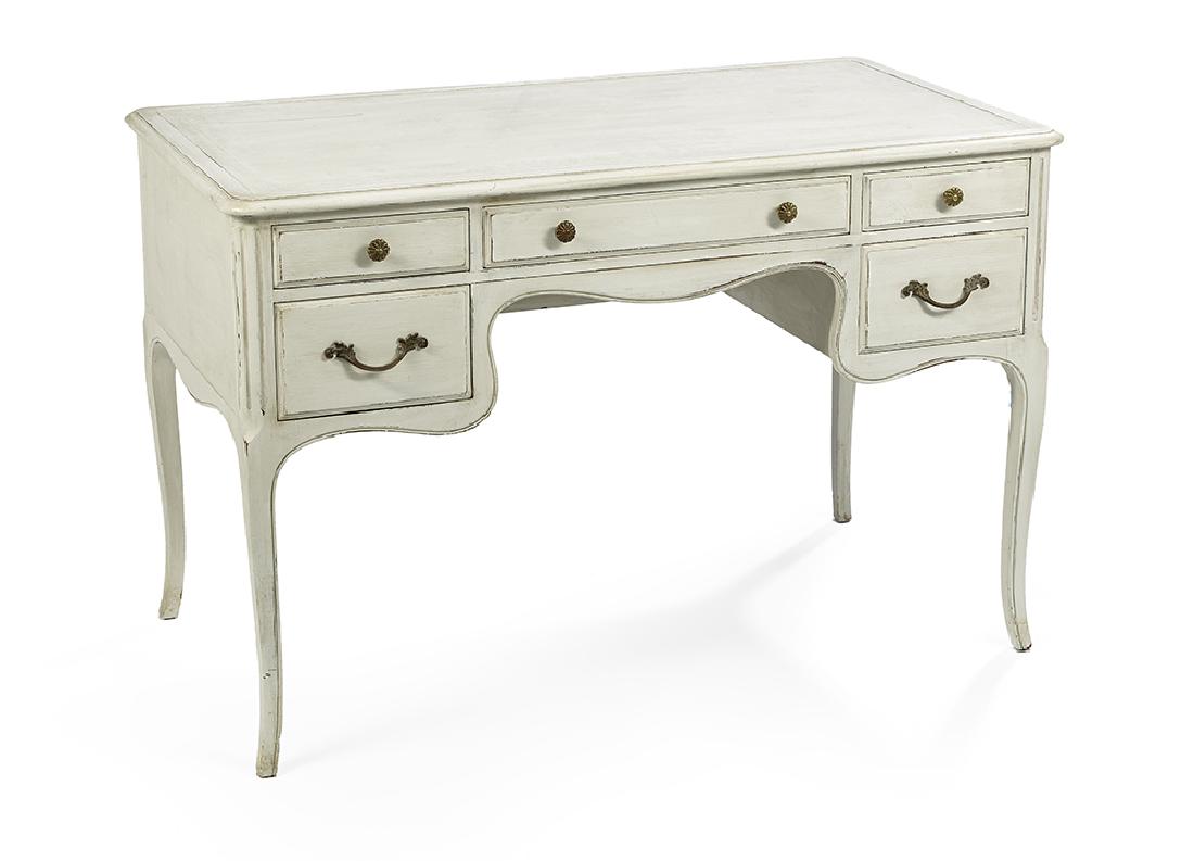 Louis XV-Style Painted Kneehole Desk (1 of 2)