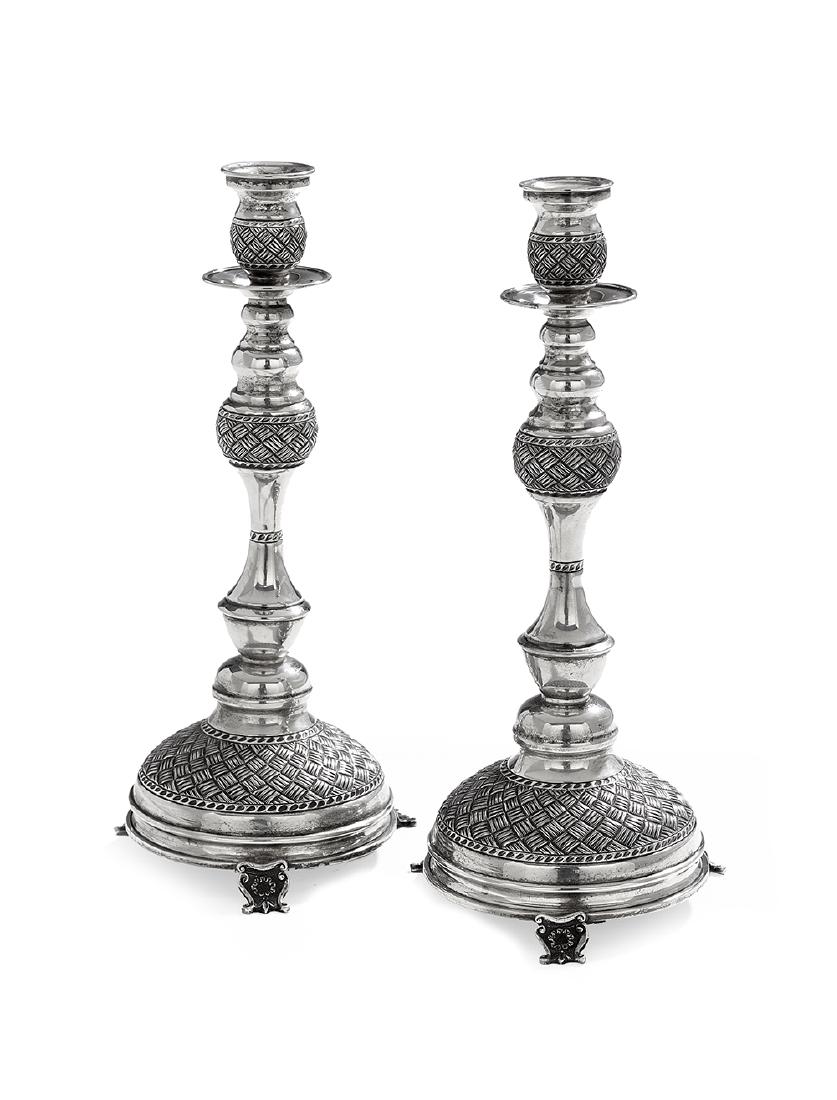 Pair of Continental Silver Shabbat Candlesticks (1 of 1)