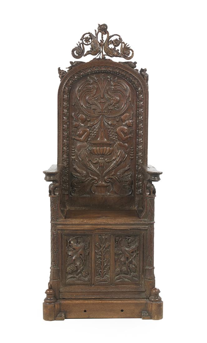 Continental Carved Oak Hall Chair (1 of 2)