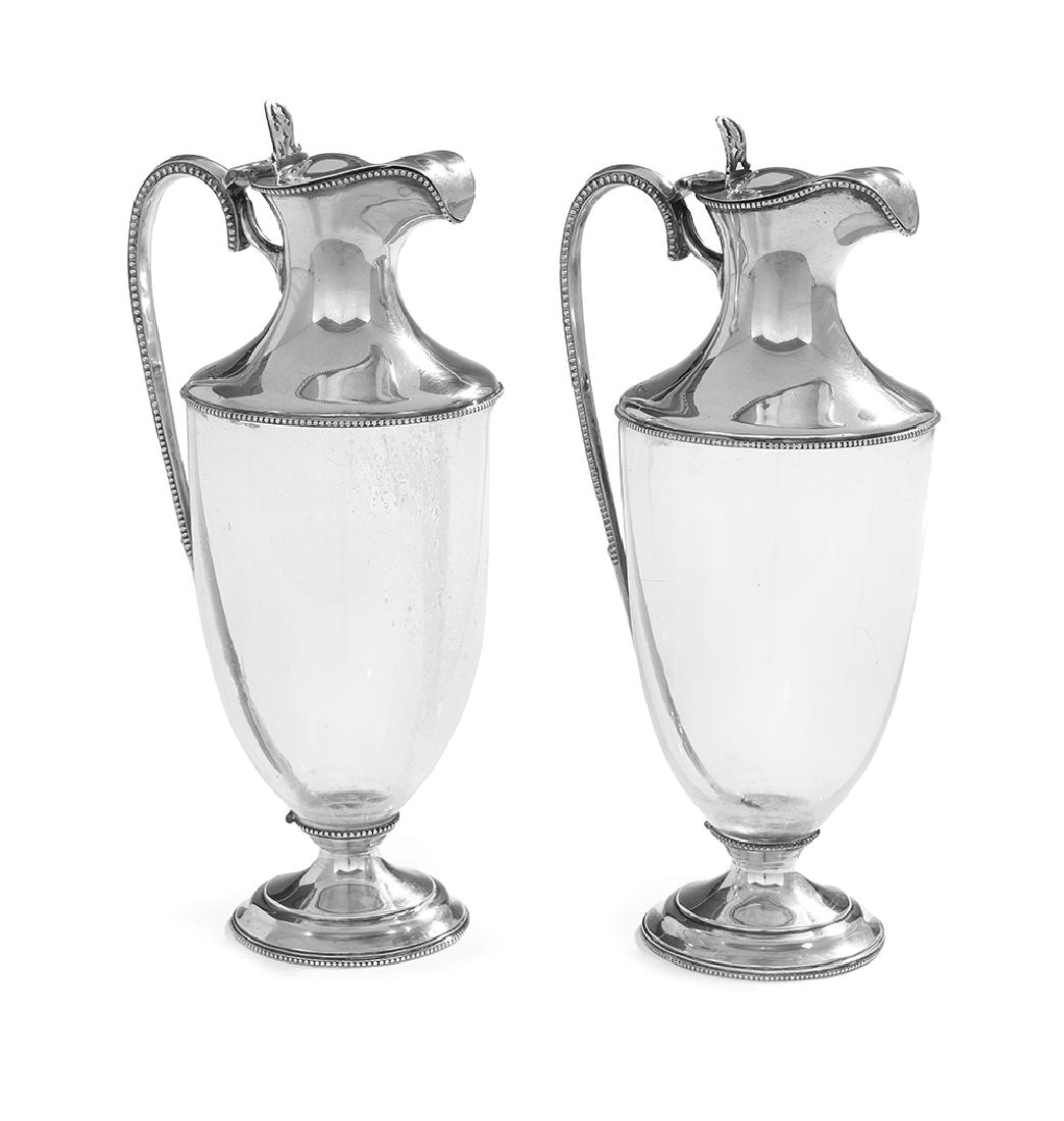 Pair of Victorian Silver and Glass Claret Jugs (1 of 1)