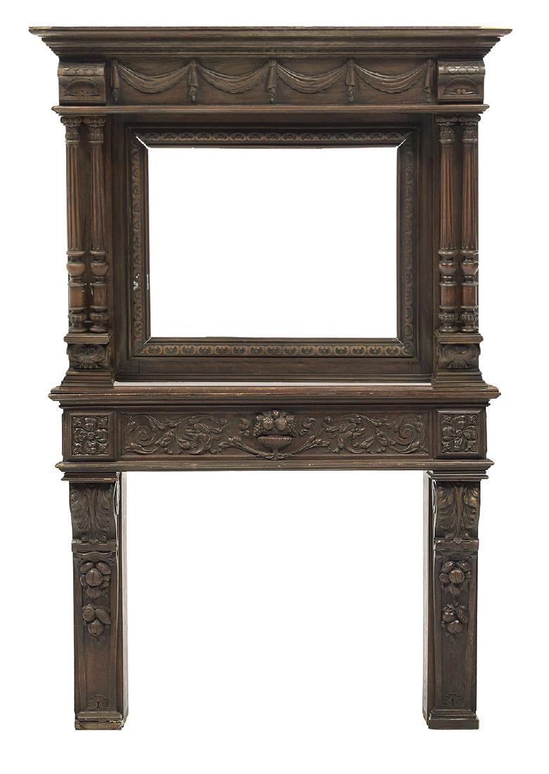 Henri II-Style Carved Oak Fireplace Surround (1 of 2)