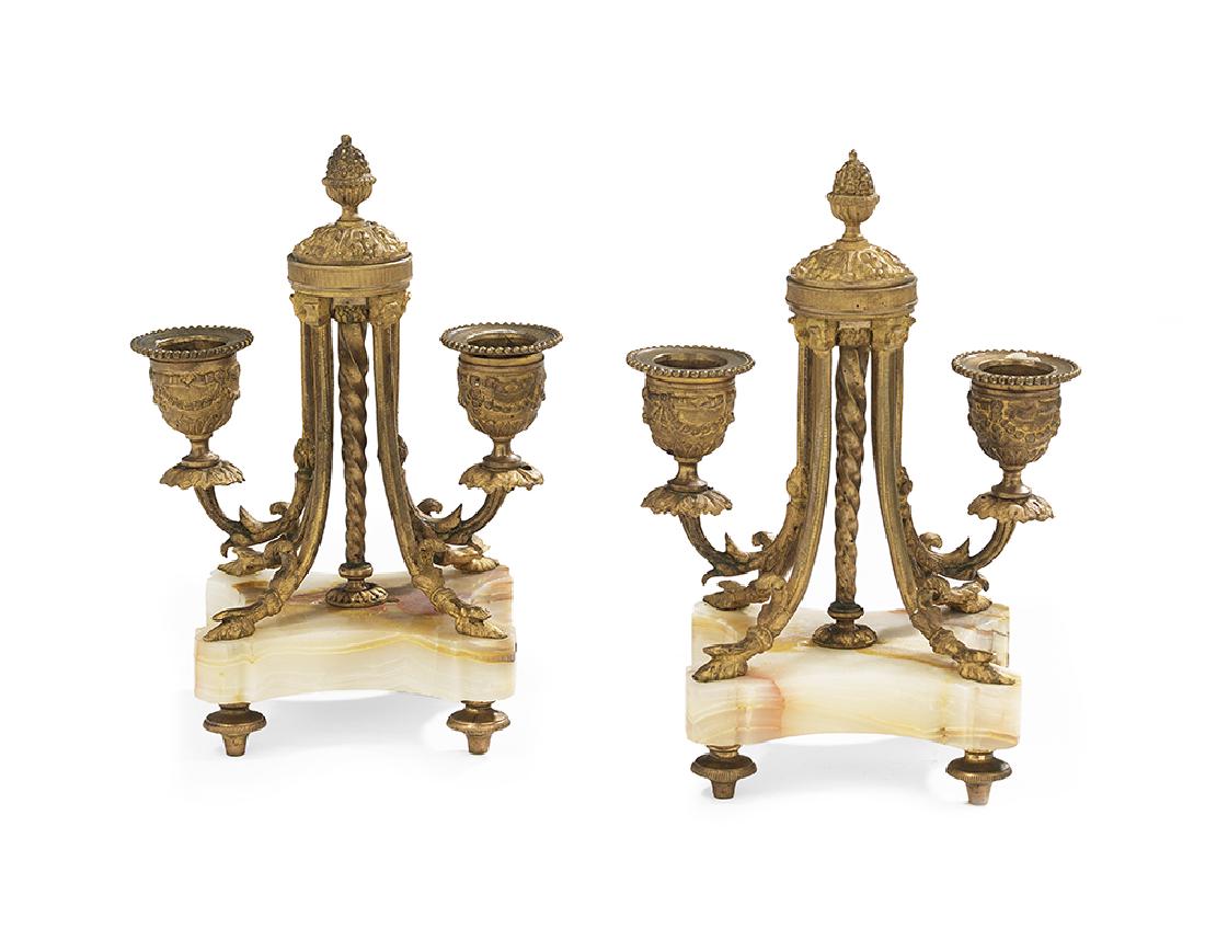 Pair of Gilt-Bronze and Alabaster Candlesticks (1 of 1)